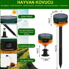 Ucuzcu Market Hayvan Kovucu (360° ALGILAMA-110 Db Yüksek Siren-Uzaktan Kumanda-Güneş Enerjili-Kendi Sesini Kayıt Etme-13 Farklı Siren)