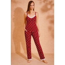 Kırmızı Puantiyeli Kadın Pijama Takımı