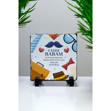 Özbience Babaya Özel Gün Kutlama Mesajlı Dekoratif Kare Taş Hediye