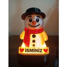 Özbience Kişiye Özel Kardan Adam Dekoratif LED Lamba, Amber Işık, Adaptör Dahil
