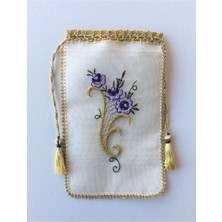 Özbience El Yapımı Nakışlı Ipek Kese, Mücevher ve Takı Saklama Çantası