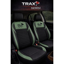 Trobus Proton Persona 2008–2015 Uyumlu Trax Serisi Siyah Yeşil Tay Tüyü Oto Koltuk Kılıfı Tam Set (5 Koltuk) | Airbag, Kolçak, 2+1, Cepli, 3 Katman