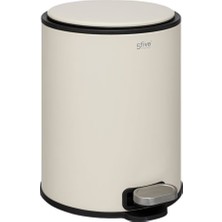5Five Delta 6 L Pedallı Çöp Kovası Bej | Yavaş Kapanma, Kolay Temizlik Çıkarılabilir Yıkanabilir İç Sepet, Kompakt Banyo/Ofis