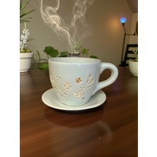 Özbience Seramik Sunumluk ve Kahve Fincanı, Yusufçuk Kuşu Desenli, Şık Tasarım