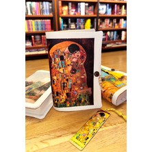 Özbience Şık Kitap Kılıfı ve Metal Kitap Ayracı Seti – Gustav Klimt Temalı