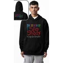 Fuddy Moda Unisex The Death Of Slim Shady Ense Baskılı Kapüşonlu Sweatshirt, Oversize Rap Müzik Temalı Hoodie