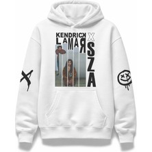 Fuddy Moda Unisex Sza x Kendrick Lamar Kol Baskılı Kapüşonlu Sweatshirt, Oversize Rap Müzik Temalı Hoodie