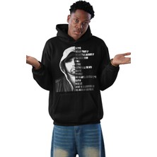 Fuddy Moda Unisex Eminem Albümler Yazılı Kapüşonlu Sweatshirt, Oversize Rap Müzik Baskılı Hoodie