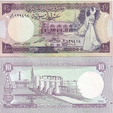 Özbience Suriye 1991 Yılı 10 Pound Yabancı Kağıt Para Çil Unc Koleksiyon