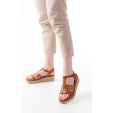 Arda A730-142 Hakiki Deri Taba Kadın Sandalet - Ortopedik Konfor Taban