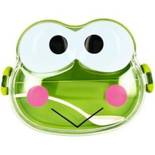 Özbience Renkli Kawaii Kurbağa 3 Bölmeli Plastik Çatal ve Kaşık Seti