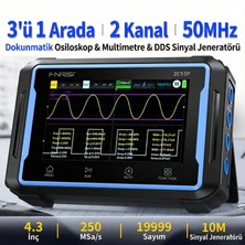 Fnirsi 2C53P 3'ü1 Arada Çift Kanallı Tablet Osiloskop + Multimetre + Fonksiyon Jeneratörü