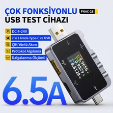 Fnirsi FNRSI FNAC-28 2'si 1 Arada Tip-C USB Test Cihazı Dijital Voltmetre Ampermetre