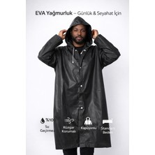 Esranın Dünyası Buğz Su ve Rüzgar Geçirmez Siyah Eva Yağmurluk Kapüşonlu Çıtçıtlı Yetişkin Standart Beden