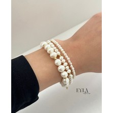 Eyla Collection Gerçek Inci Bileklik Seti 3 Lü ( Yıldız Bileklik Hediye)