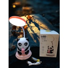 Ayder Online Satış Panda Figürlü Katlanabilir ve Şarjlı Pilli LED Masa Lambası