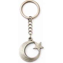 Herşey Nota Moon Star Loop – Ay ve Yıldız Figürlü Gümüş Renk Unisex Metal Anahtarlık