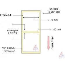 Ofis Turka Kuşe Barkod Etiketi 100X75 500 Lü