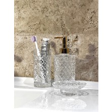 Özbience Şık ve Modern 3’lü Cam Banyo Sıvı Sabunluk Seti