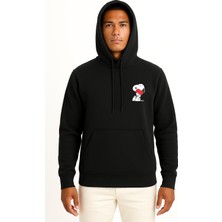 Bahriyeli Collection Kapüşonlu Snopy Kalp Sarılma Cep Baskılı Unisex Sweatshirt