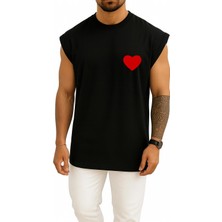 Bahriyeli Collection Oversize Kalp Cep Baskılı Atlet