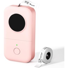 PremiumPort D30 Pembe Kablosuz Termal Etiket Yazıcı, Bluetooth ve USB Şarjlı