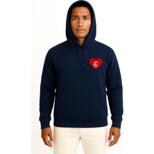 Bahriyeli Collection Kapüşonlu Sevgililer Günü Özel Kalp Içinde Q Harfi Cep Baskılı Unisex Sweatshirt