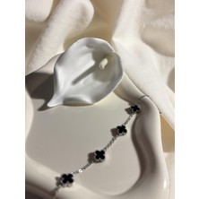 Ezgiarslanatalier Çelik Siyah Yonca Bileklik