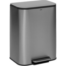 5Five Titan 50 L Metal Pedallı Çöp Kovası Çelik | Büyük Hacim, Yavaş Kapanma, Kolay Temizlik Çıkarılabilir Yıkanabilir İç Sepet