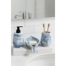 Özbience Modern Geometrik Mermer Desenli Banyo Seti, 3 Parça, Şık ve Şık Tasarım