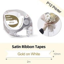 PremiumPort Şerit, Saten Beyaz Üzerine Altın 12MMX2M, P12 ve P12PRO Için Ürün