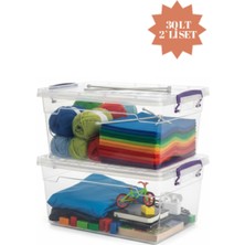 Bert Saklama Kabı 30,0 L 2'li - Kilitli Kapaklı, Şeffaf