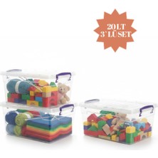 Bert Erzak Saklama Kabı 20,0 L 3'li - Şeffaf, Yatay