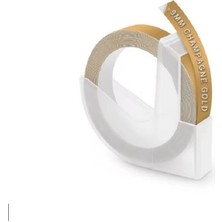 PremiumPort 3D Kabartma Yapışkanlı Şerit Etiket 9mm x 3m Champagne Gold