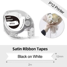 PremiumPort Saten Kurdele Beyaz Üzerine Siyah 12MMX2M, P12 ve P12PRO Uyumlu