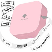 PremiumPort Mini Etiket Makinesi Pembe, Kablosuz, Termal, Bluetooth, Taşınabilir