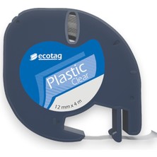 PremiumPort Şeffaf Plastik Etiket Şerit 12 mm x 4 M, Pratik ve Dayanıklı Kullanım