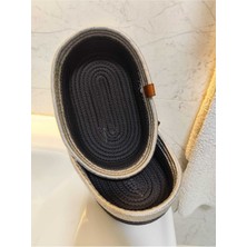 Özbience Şık Jüt Hasır Desenli Dolap Içi Saklama Sepetleri, 2'li Set (30X20X11)