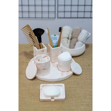 Özbience Modern Banyo Seti: Diş Fırçalık, Diş Macunluk, Pamukluk, Havluluk ve Sabunluk