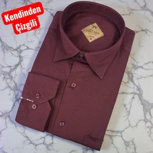 Eren Style Pamuklu Kandinden Çizgili Uzun Kollu Yakası Alttan Düğmeli  Erkek Gömlek (Regular Kalıp)
