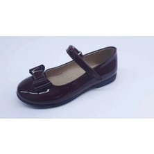 Aktaş Ortopedi Kız Çocuk Papyon Fiyonklu Bordo Rugan Ortopedik Abiye Babet Ayakkabı