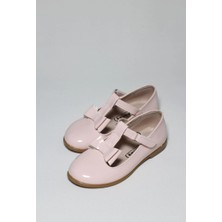 Aktaş Ortopedi Kız Çocuk Direkli Alt Papyon Fiyonklu Pudra Rugan Ortopedik Abiye Babet Ayakkabı
