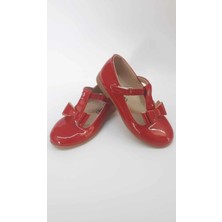 Aktaş Ortopedi Kız Çocuk Direkli Alt Papyon Fiyonklu Kırmızı Rugan Ortopedik Abiye Babet Ayakkabı