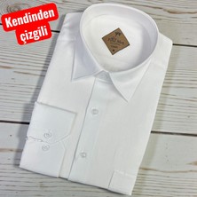 Eren Style Pamuklu Kandinden Çizgili Uzun Kollu Yakası Alttan Düğmeli  Erkek Gömlek (Regular Kalıp)