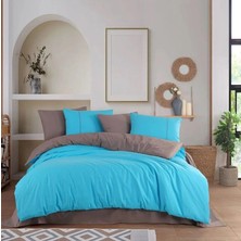 SHC4200 Hobby Tek Kişilik Poplin Nevresim Takımı Diamond Turkuaz Kahve