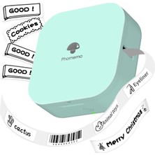 PremiumPort Kablosuz Yeşil Mini Termal Etiket Yazıcı, Bluetooth, Android ve Ios Uyumlu