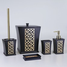 Özbience Şık Siyah Altın Banyo Seti, Zarif ve Modern Tasarım
