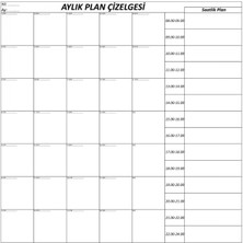 Marsilyan Aylık Planlayıcı Manyetik Duvar Stickerı Takvim Plan Çizelgesi (4887)