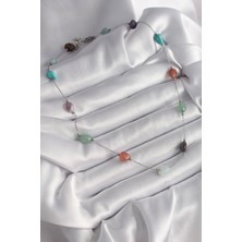 Skygo 316L Çelik Gümüş Renk Zincir Renkli Doğaltaş Model Kadın Kolye - TJ-BKO9660