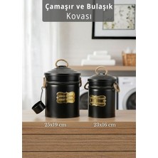 Özbience 2'li Metal Çamaşır ve Bulaşık Kovası Seti, Ölçekli Deterjan Kutusu